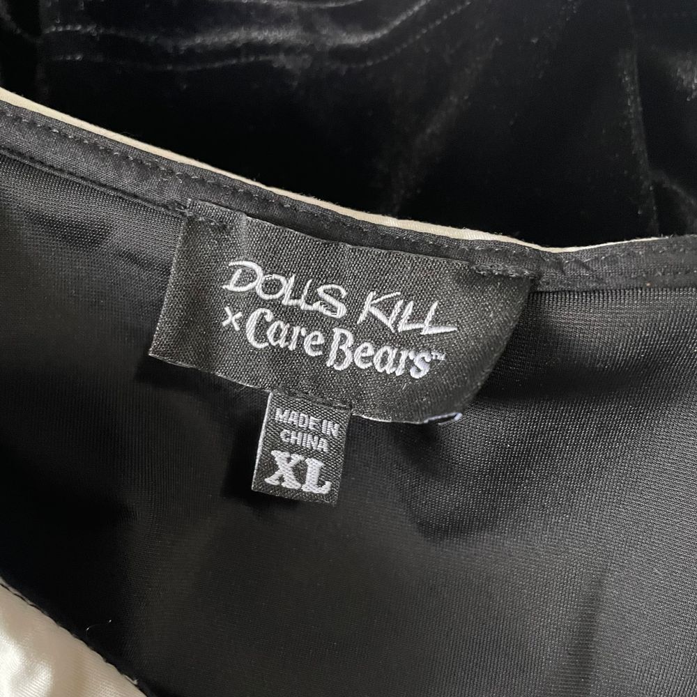 Dolls Kill X CARE BEARS XL Love You Forever Black Velvet Babydoll Dress - Picture 7 of 14